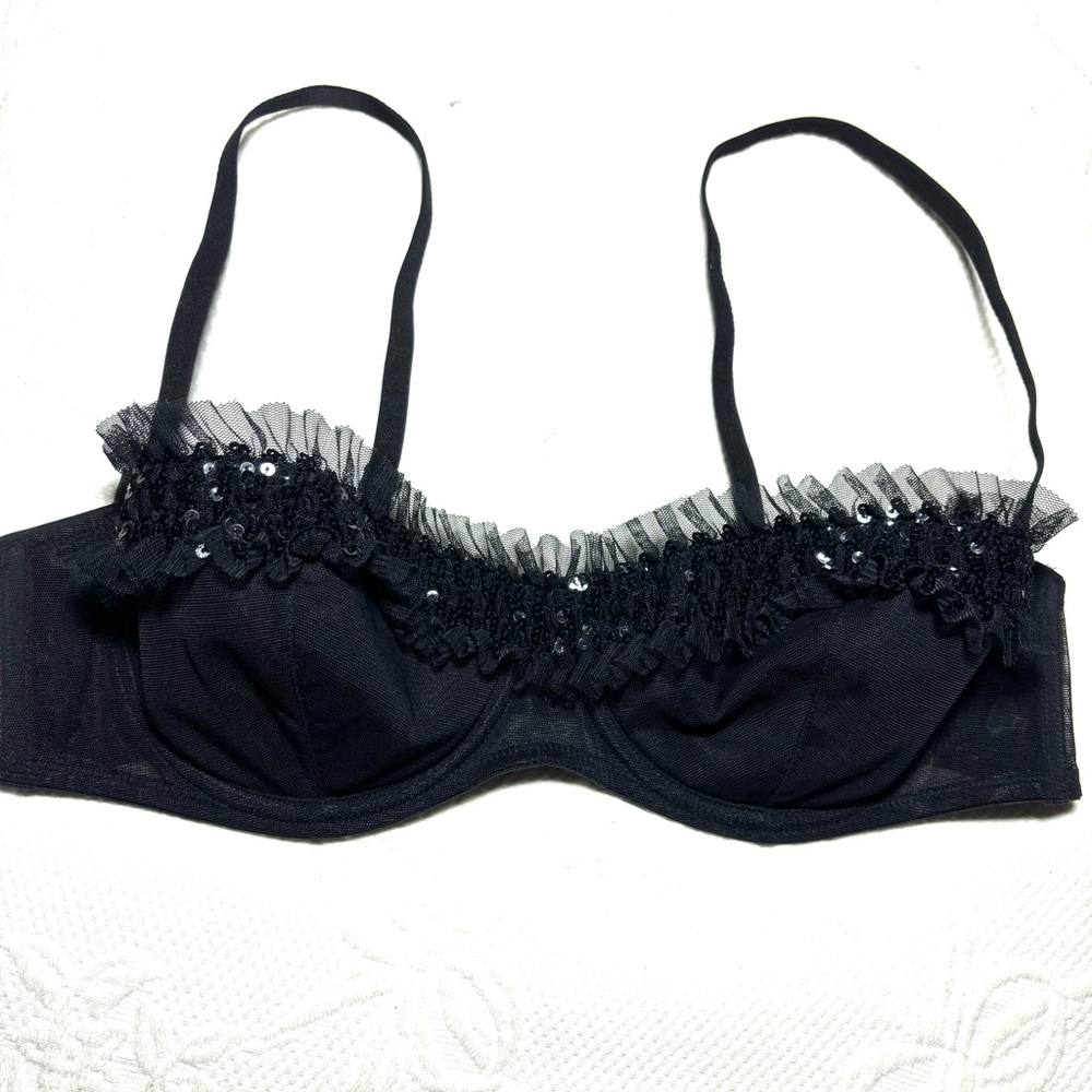 Vintage Victoria’s Secret Black Tulle and Sequins Bra!